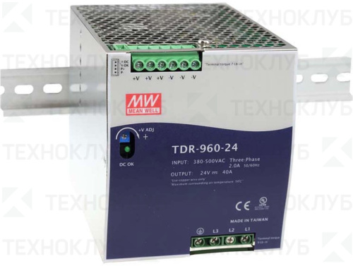 Блок питания на DIN-рейку 24V/DC 960Вт (40A) TDR-960-24 Mean Well