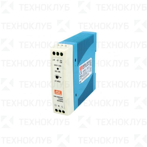 Блок питания на DIN-рейку 24V/DC  24Вт (1A) MDR-20-24 Mean Well