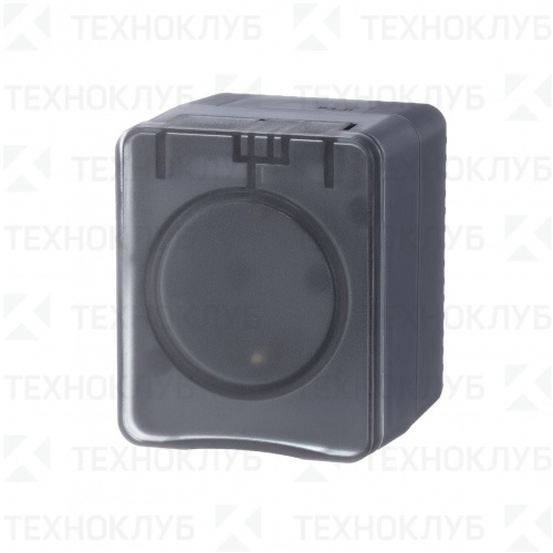 Розетка Schneider AtlasDesign Profi54 1-ая c/з с крышкой IP54 накл. антрацит