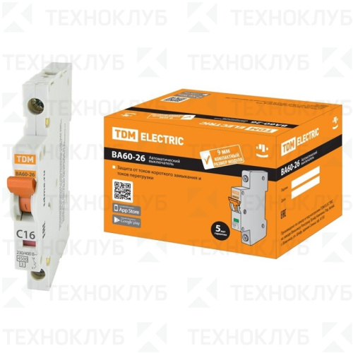 Выключатель автомат.  ВА60-26 C 1п 10А  4,5кА компакт TDM