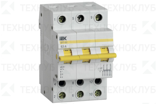 Переключатель ВРТ-63  I-0-II 3P 63A на DIN  IEK