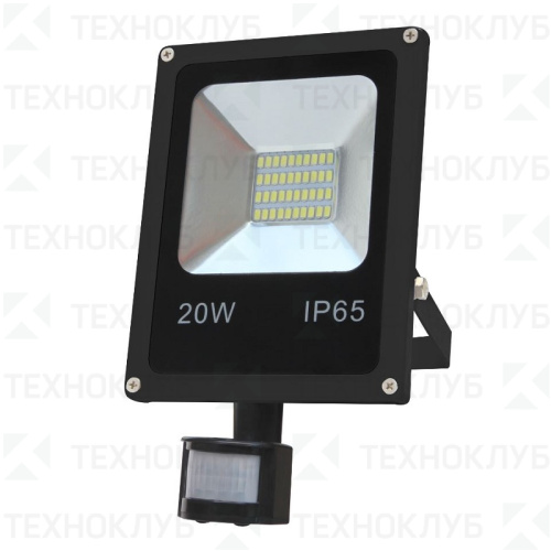 Прожектор LED  20W SMD (с датчиком) IP65 черный LEEK