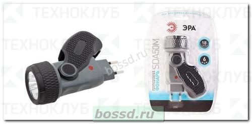 Фонарь ручной SDA50M 6LED акк. 1.6Ah вилка Эра