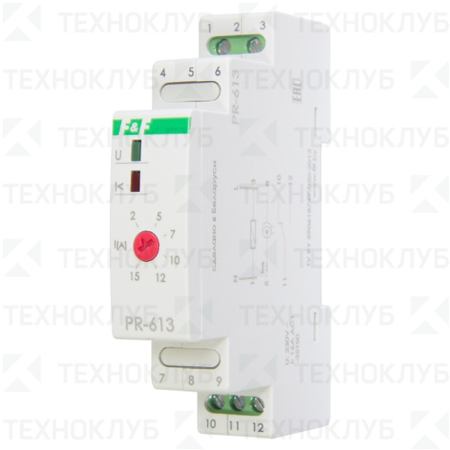 Реле контроля тока PR-613 1Z 16A, сквозн.канал F&F