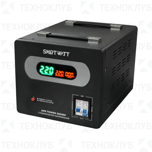 Стабилизатор  3000VA релейный (140-260V точ.±8%) AVR TOWER 3000RF (настол.)  SMARTWATT