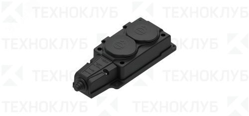 Розетка 2-я 16А с/з IP44 каучук, крышка черная MultiSet Systeme Electric