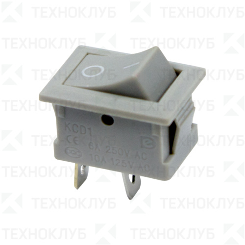 Выключатель клавишный (19.2x13) ON-OFF 250V 6A (2с) серый (RWB-201, SC-768)  REXANT