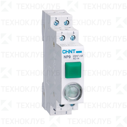 Кнопка модульная NP9-12D3/1 зеленая 1НО+2НЗ (AC/DC230В LED)  DIN  CHINT