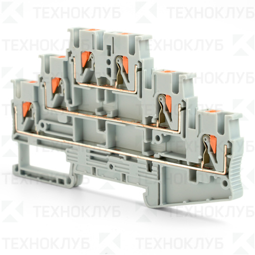 Зажим самозажимной 6-х проводной (3 уровня)  ЗНИ - 2,5 (LD579-1/2-25) серый  STEKKER