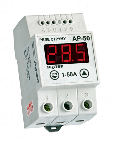 Реле контроля тока АP-50A 1-50А (мощ.исполнительного реле 6А - 1200ВА) DIN DigiTOP