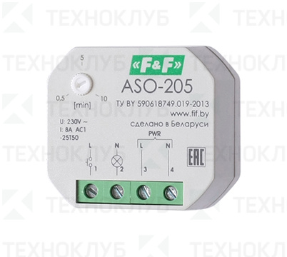 Таймер лестн. ASO-205 8A 1NO 230В AC (0,5-10мин) в м/коробку F&F